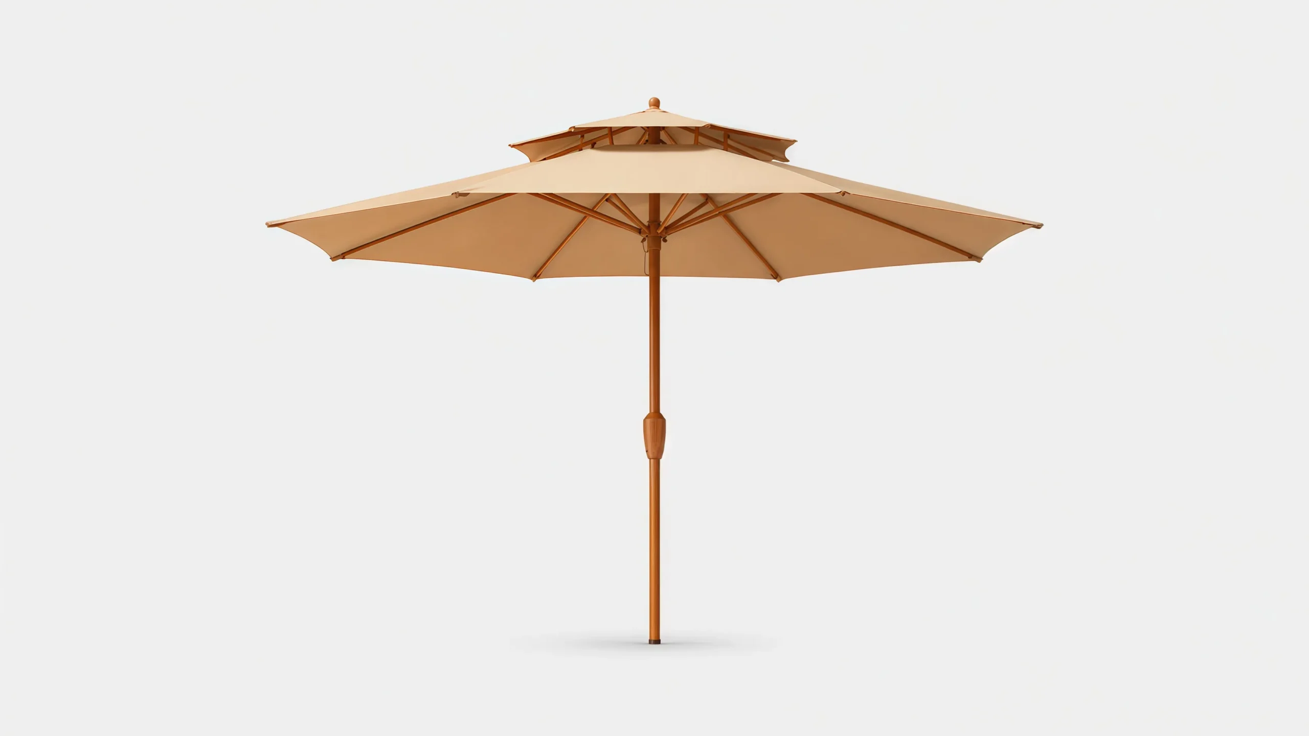 Wooden Patio Market Umbrella with Double Vent Canopy for Resort & Garden Shade