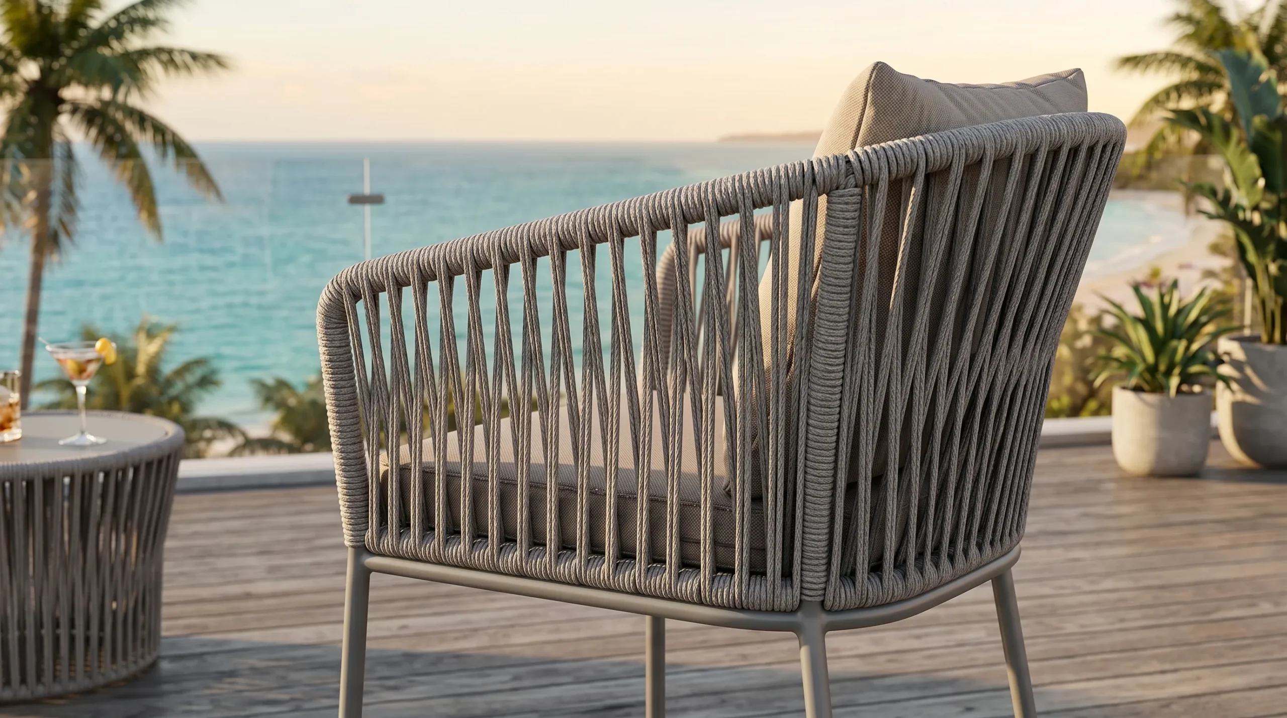 Rope Outdoor Bar Stool for Hotel and Restaurant Projects