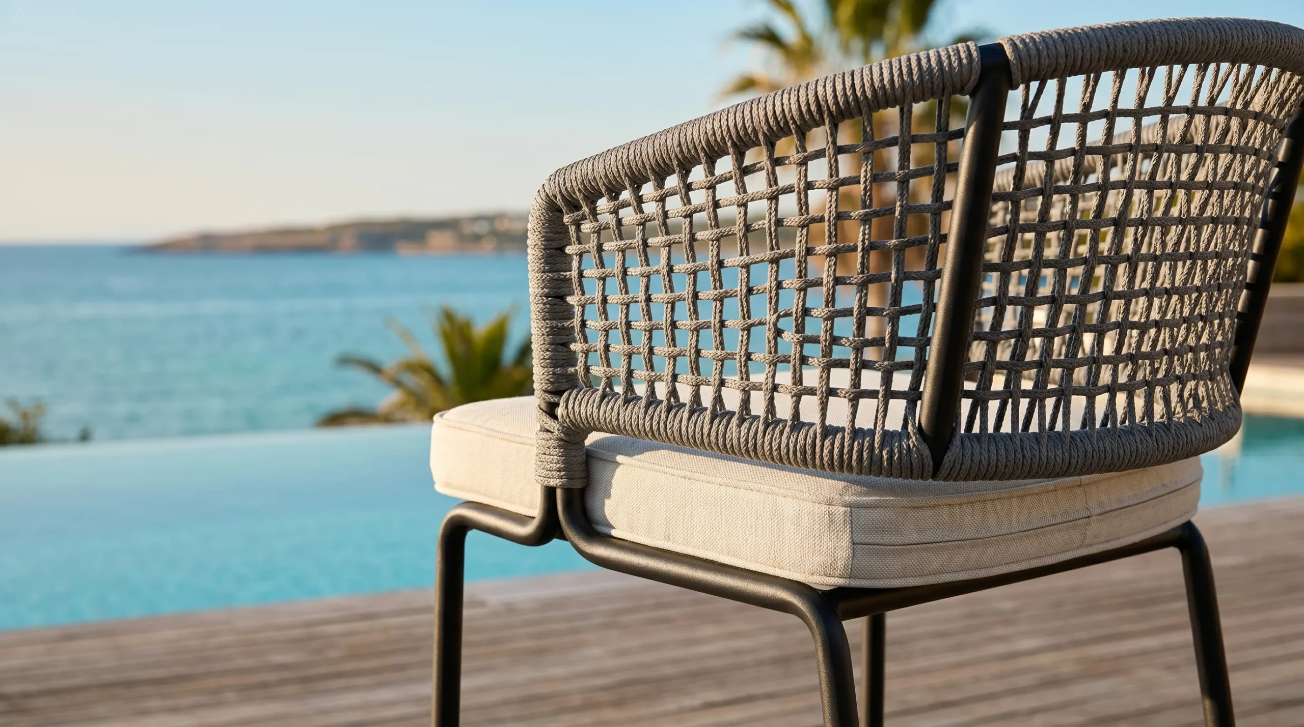 Grey Rope Outdoor Bar Stool for Hotel Bar Projects