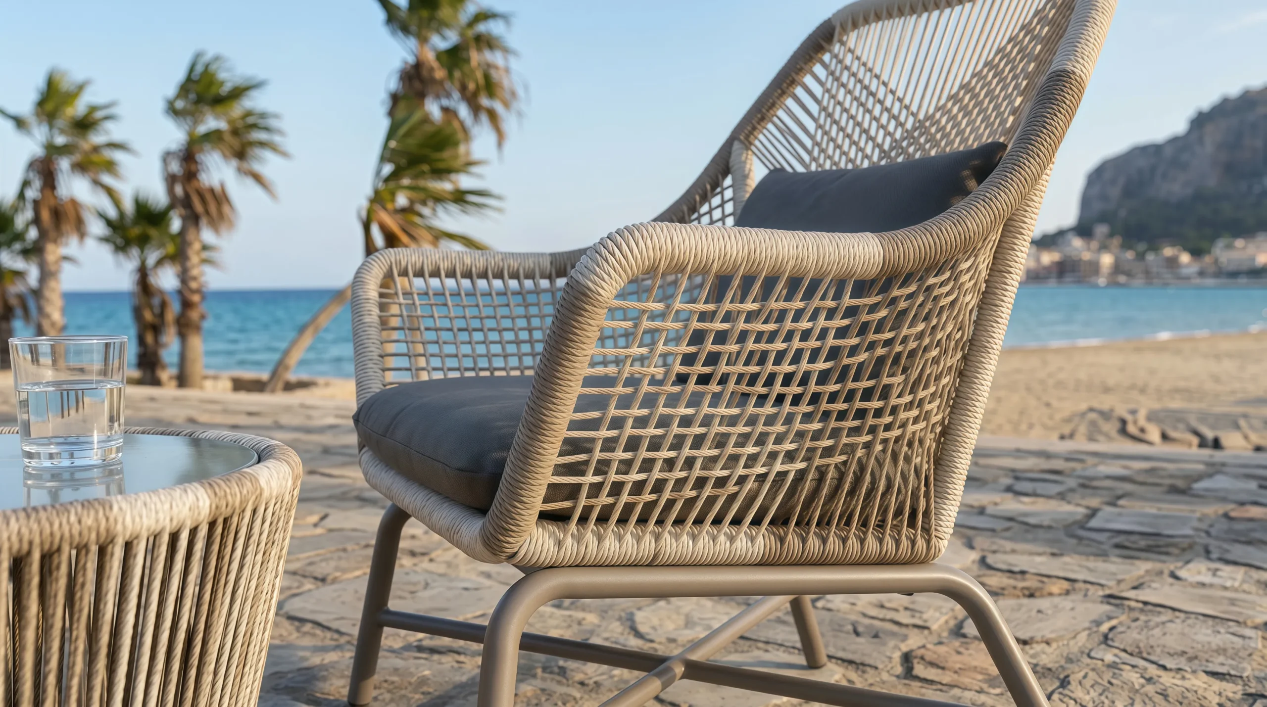 Rope Lounge Chair Bistro Set for Outdoor Hospitality Projects