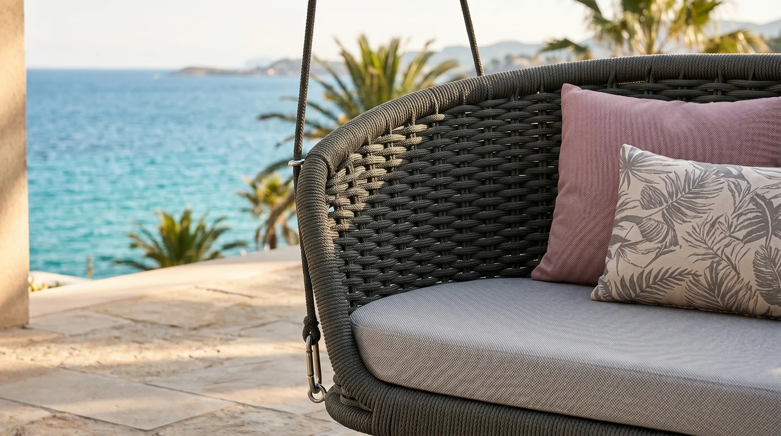 Rope Outdoor Hanging Swing Sofa for Patio and Garden Spaces