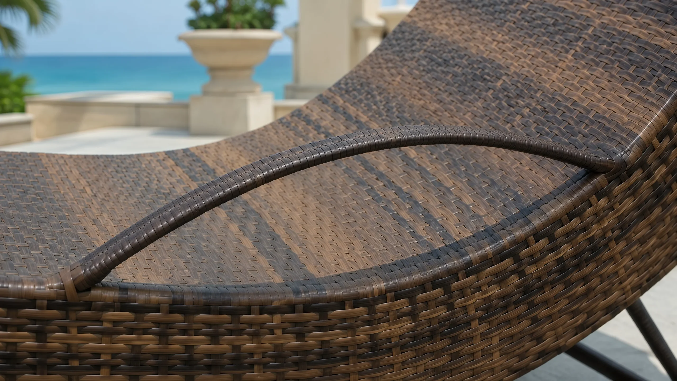 Wicker Outdoor Sun Lounger with Stainless Steel Frame